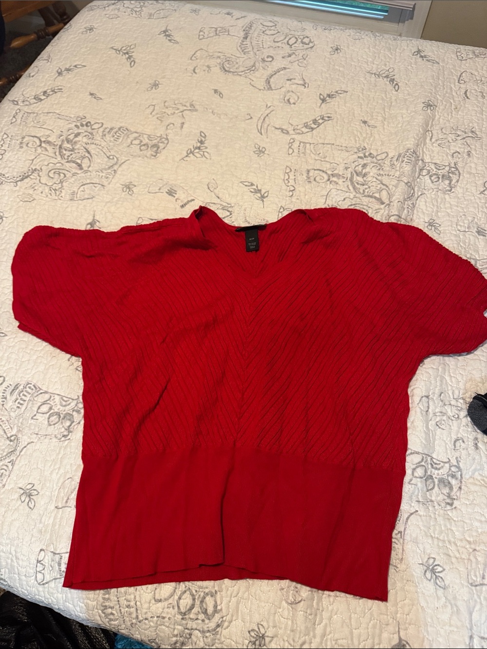 Lane Bryant Red V-Neck Short Sleeve Sweater